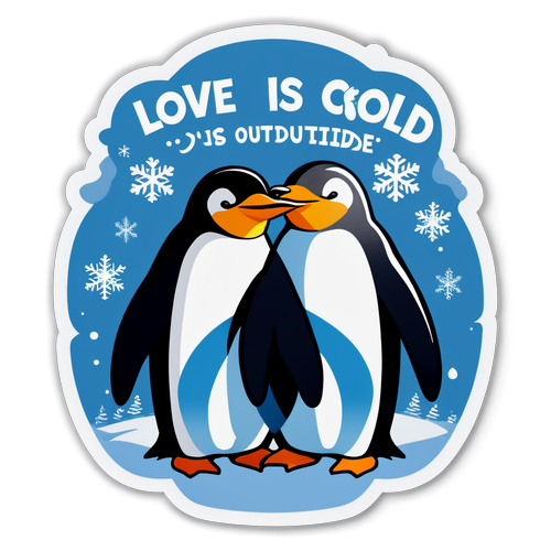 Charming Penguin Couple Sticker