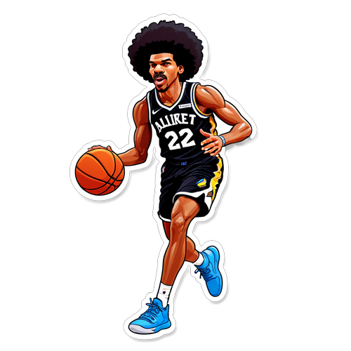 Adesivo com Caricatura de Jarrett Allen Jogando Basquete