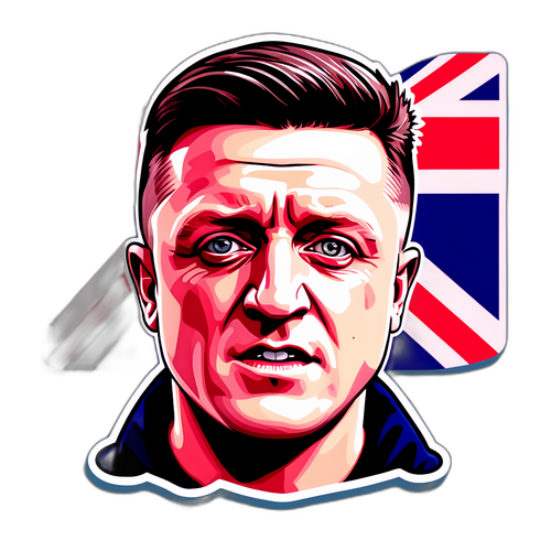 Provokatív grafikai ábrázolás Tommy Robinsonról