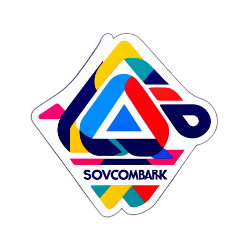 Логотип Совкомбанка с абстрактными цветами и геометрическими формами