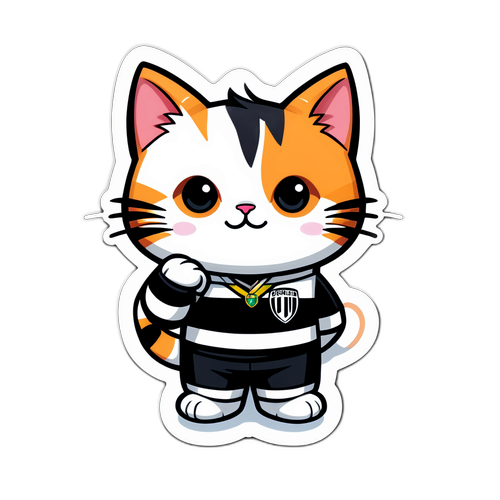 귀여운 유벤투스 유니폼을 입은 고양이 캐릭터 스티커
