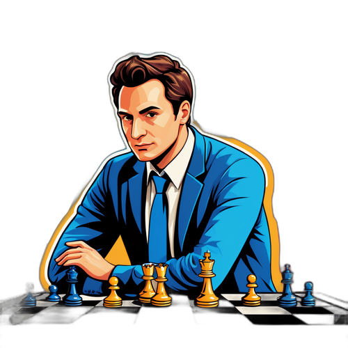 מדבקה צבעונית של דניאל נרודיטסקי בשחק שחמט