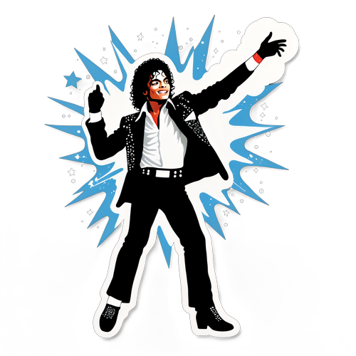 Michael Jackson: The King of Pop's Iconic Pose Shines with Sparkles and Music Notes!