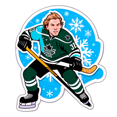 Karikatyr av Mikael Granlund i hockeypose