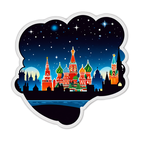 Ночной вид Москвы с огнями
