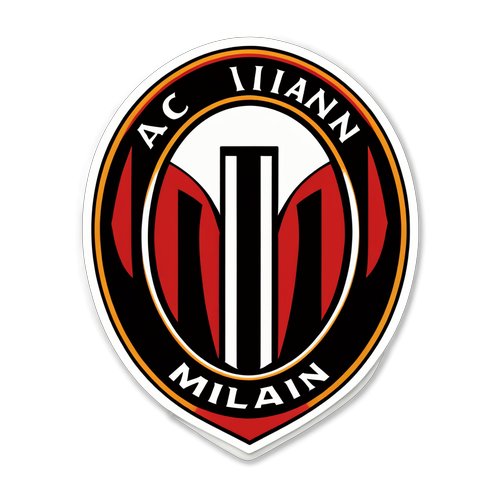 Sticker minh họa AC Milan với màu sắc đỏ đen truyền thống và logo của đội bóng