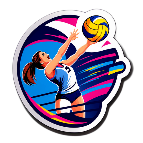 สติกเกอร์วอลเลย์บอลหญิงในสนามการแข่งขัน