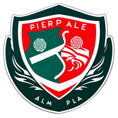 Diseño artístico de los escudos entrelazados de River Plate y Palmeiras