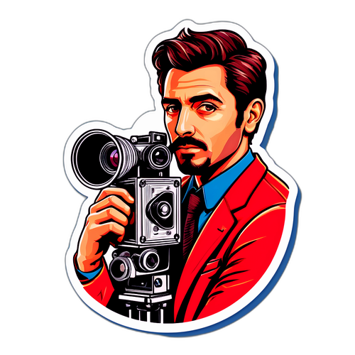 Ritratto stilizzato di Luca Barbareschi con tema Festival del Cinema