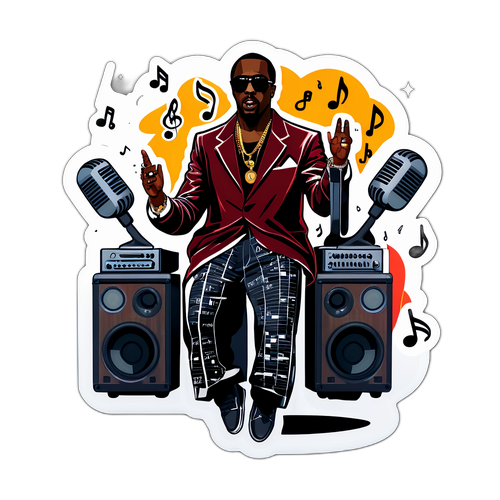 Наклейка с P Diddy в ритме музыки