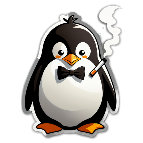 Elegant Penguin with Bow Tie and Smoking Sticker