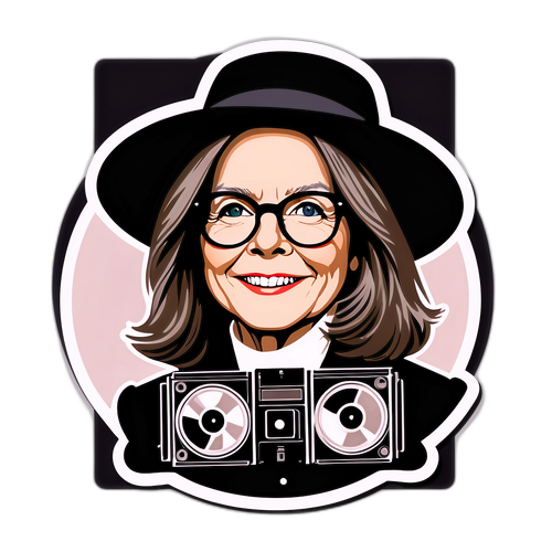 Vintage-inspireret klistermærke af Diane Keaton