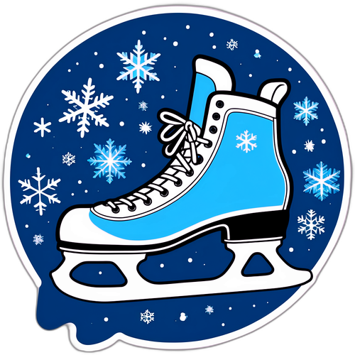 Skøyter på is med snøfnugg