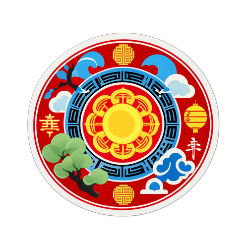 传统中国文化四季变化贴纸