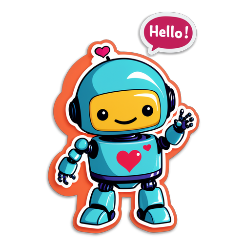 หุ่นยนต์น่ารัก! สติ๊กเกอร์ที่ทำให้ทุกคนยิ้มพร้อมคำทักทาย 'Hello!' อย่างสนุกสนาน