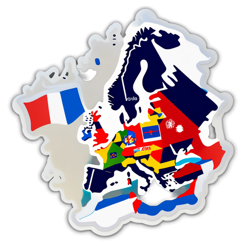 Sticker van Europa met vlaggen