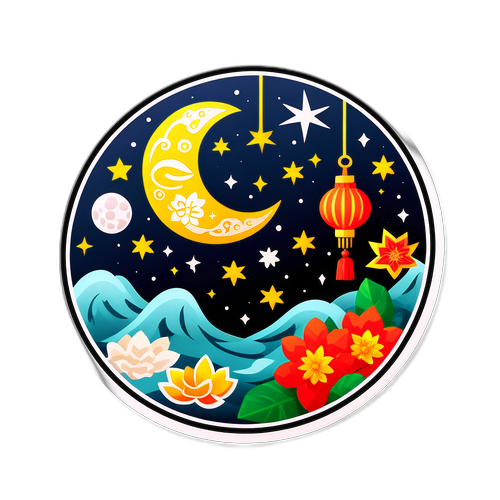Hình dán với biểu tượng truyền thống của mặt trăng