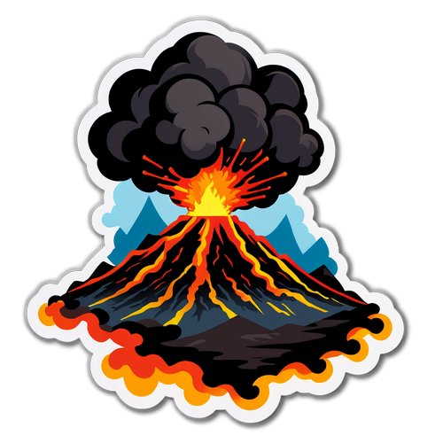 Design samolepky sopky Etna s erupcí