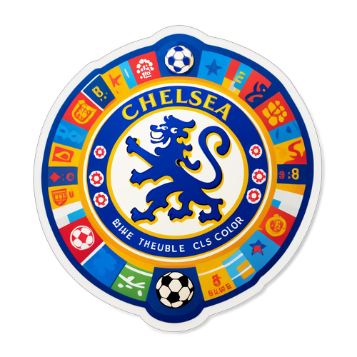 Stiker Chelsea FC Terang dengan Elemen Aksi