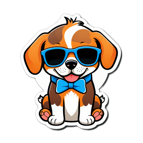 Sticker ng Cute na Tuta na Naka-Sunglasses