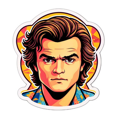 Design stylisé de Joe Keery avec une coiffure iconique