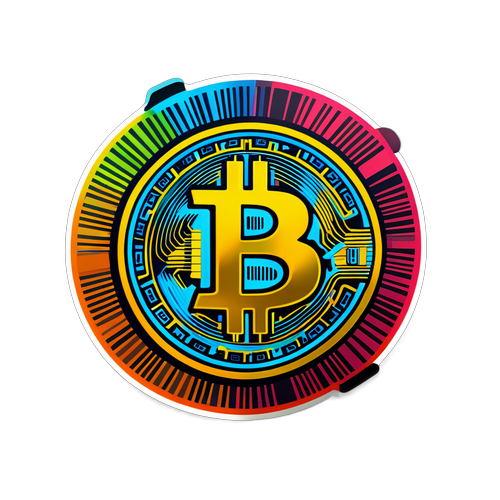 Adesivo de Bitcoin Colorido