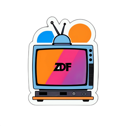 Sticker mit ZDF-Logo und Fernseher