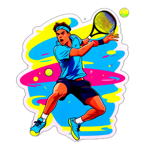 Actiongeladene Tennisbewegung von Taylor Fritz