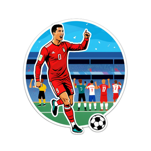 Stiker Cristiano Ronaldo dengan Pose Ikoniknya
