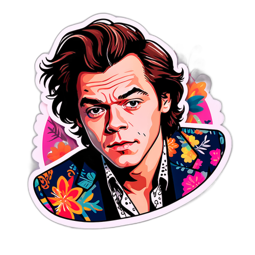 Adesivo di Harry Styles con Design Floreale
