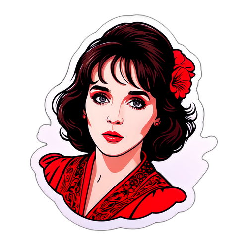 Autocollant d'Isabelle Adjani dans un cadre cinématographique artistique