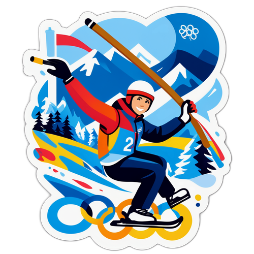 החבר בהתלהבות מצייר מקלט של אולימפיאדת החורף 2026