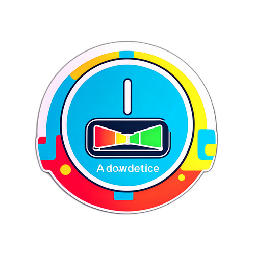 Autocollant avec le logo Downdetector intégrant des graphismes de pannes technologiques