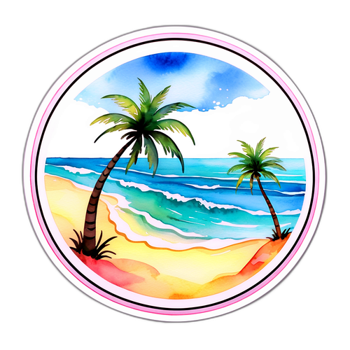 Wodcolorsky sticker przedstawiający plaże Nowej Zelandii