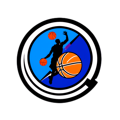 Stiker Bertema NBA dengan Siluet Bola Basket