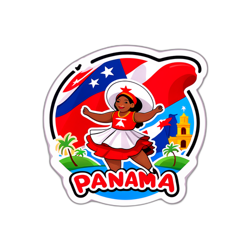 Adesivo com a bandeira do Panamá e elementos culturais