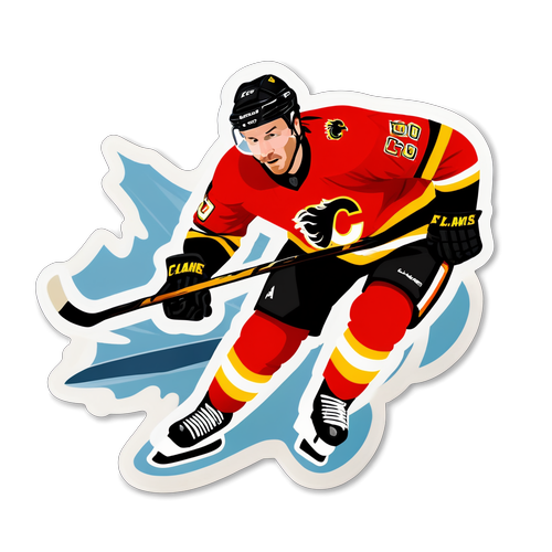 La Flamme de Calgary : Découvrez le Joueur de Hockey en Action qui enflamme les Glaces !