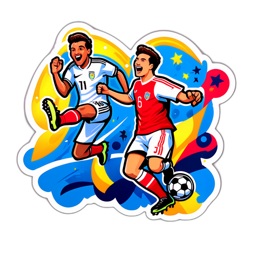 Een opwindende sticker van een gescoord doelpunt