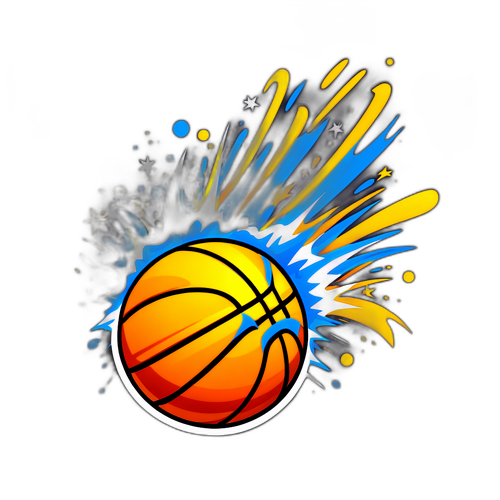 Isang Ilustradong Basketball na Lumilipad sa Hangin