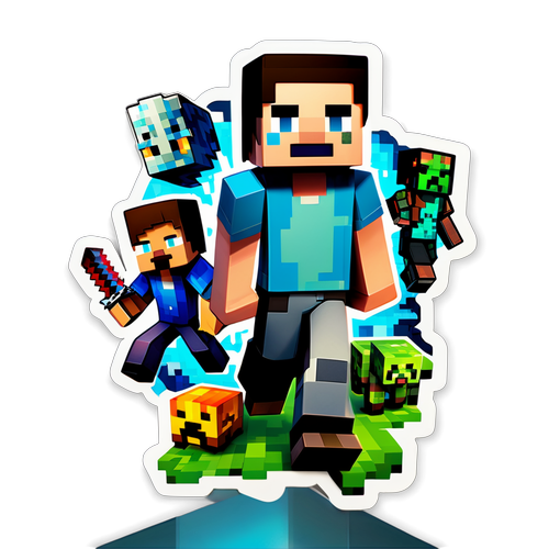 Incroyable Sticker du Film Minecraft : Plongez dans un Monde Pixelisé avec Vos Personnages Préférés!