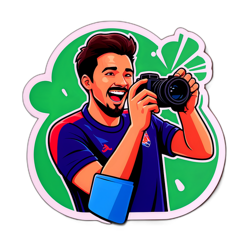 הוא מצלם משחק חי, captur את ההתרגשות של האוהדים הסביבו