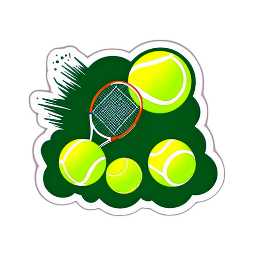 Abstrakt klistermärke med tennisbollar