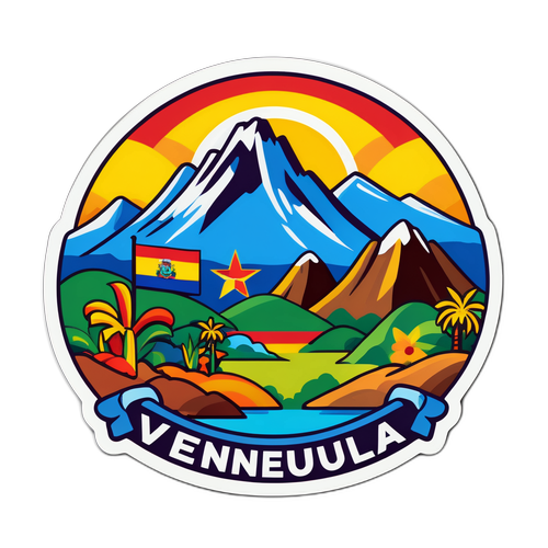 Conception représentant le Venezuela avec des paysages, la culture et des symboles vibrants