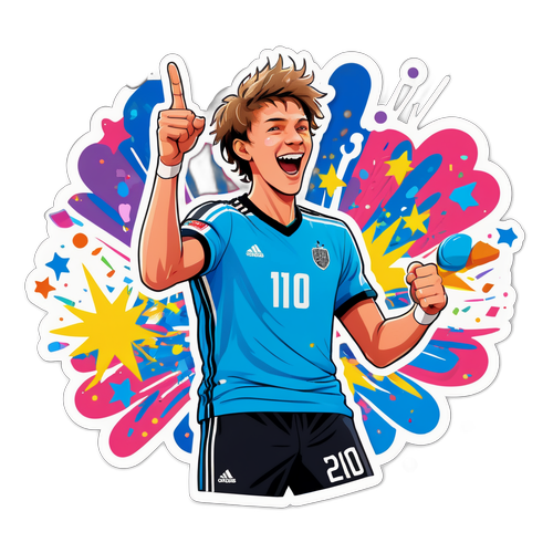 Pemain Bola Sepak Energetik Merayakan Kemenangan