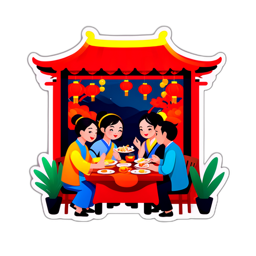 七夕节浪漫餐厅场景贴纸