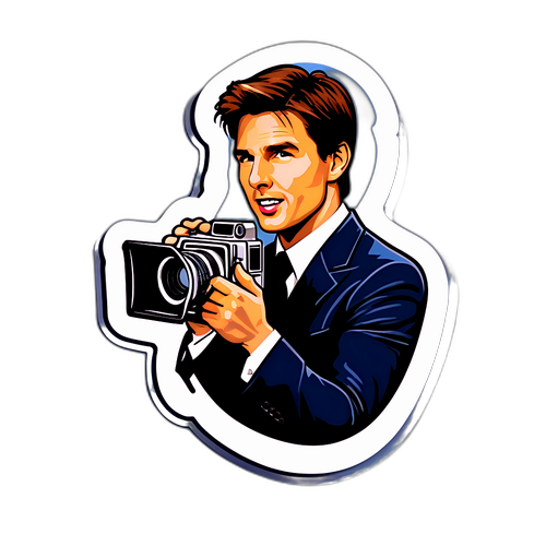 Elegancka naklejka ilustrująca reżysera za kulisami