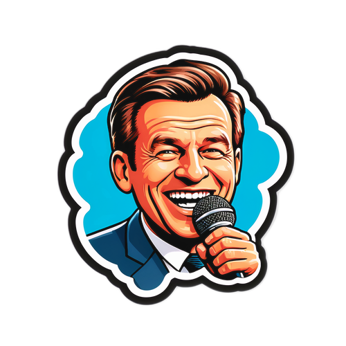 Humoristische sticker van Jan Jaap van der Wal met microfoon