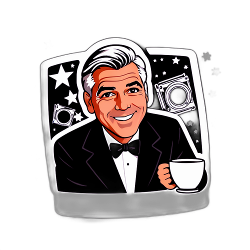 Adesivo Giocoso di Celebrità con Caffè