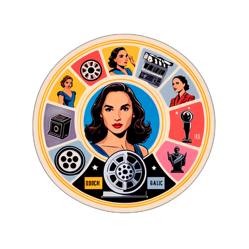 Vintage Film Reel Sticker Featuring Gal Gadot