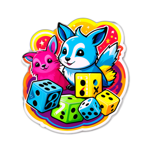 Arte de adesivo com animais estilizados representando o jogo da loteria